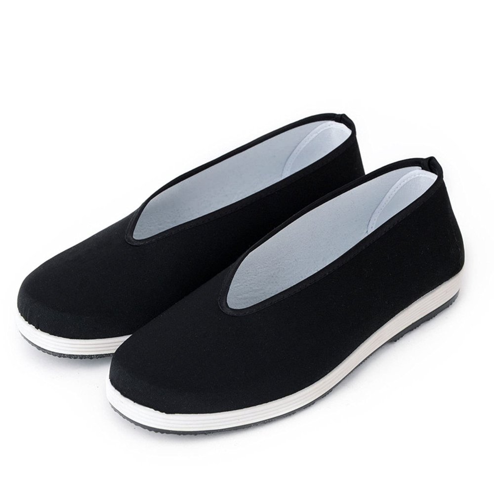 AUTOS Chinese Traditional Old Beijing Shoes Martial Art Kung Fu Tai Chi Rubber Sole Shoes Black,5