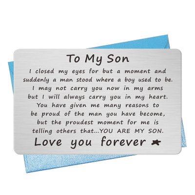 Inspirational Gifts for Son, To My Son from Dad Wallet Card for Birthday Graduation Fathers Day