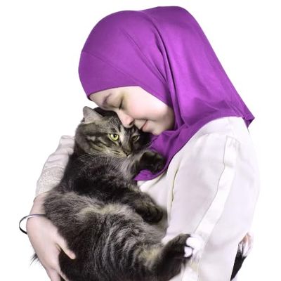 Silk Story Handmade Nur Girls Kids 1 piece Amira Practical Hijab Headscarf Instant Scarf Cotton Jersey Comfort Headwear (Bright Purple), Free Size