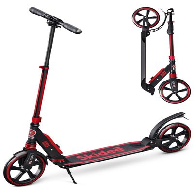 Skidee Kick Scooter for Kids Ages 6-12 - Large Sturdy Wheels, Anti-Shock Suspension with Adjustable Handlebar Up to 41" High - Foldable, Lighweight Scooters for Kids, Teens & Adult, Max Load 220 Lbs