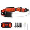 Adelante LED Headlamp Flashlight, 1000LM 230Wide-Beam Rechargeable Head Lamp for Adults, Red Taillight & 4 Clips Waterproof Hard Hat Light Headlamps for Running Hiking and Camping view 1