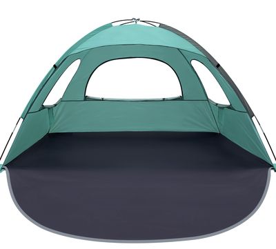 WhiteFang Beach Tent Anti-UV Portable Sun Shade Shelter for 3 Person, Extendable Floor with 3 Ventilating Mesh Windows Plus Carrying Bag, Stakes and Guy Lines (Beach Glass)