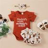 Infant Baby Girls Floral Ruffle Shorts Set Cute Romper Bodysuit Top and Bloomer Shorts Outfit Summer Clothes (Brown,12-18 Months,) view 2