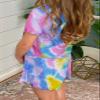 Dokotoo Girls Summer Casual Cute T-Shirt Shorts Outfits Set Short Sleeve Tops Tee Clothes Round Neck Tie Dye Stretchy Drawstring Waist Shorts with Side Pockets 2026 Size 6-7 Yellow view 3
