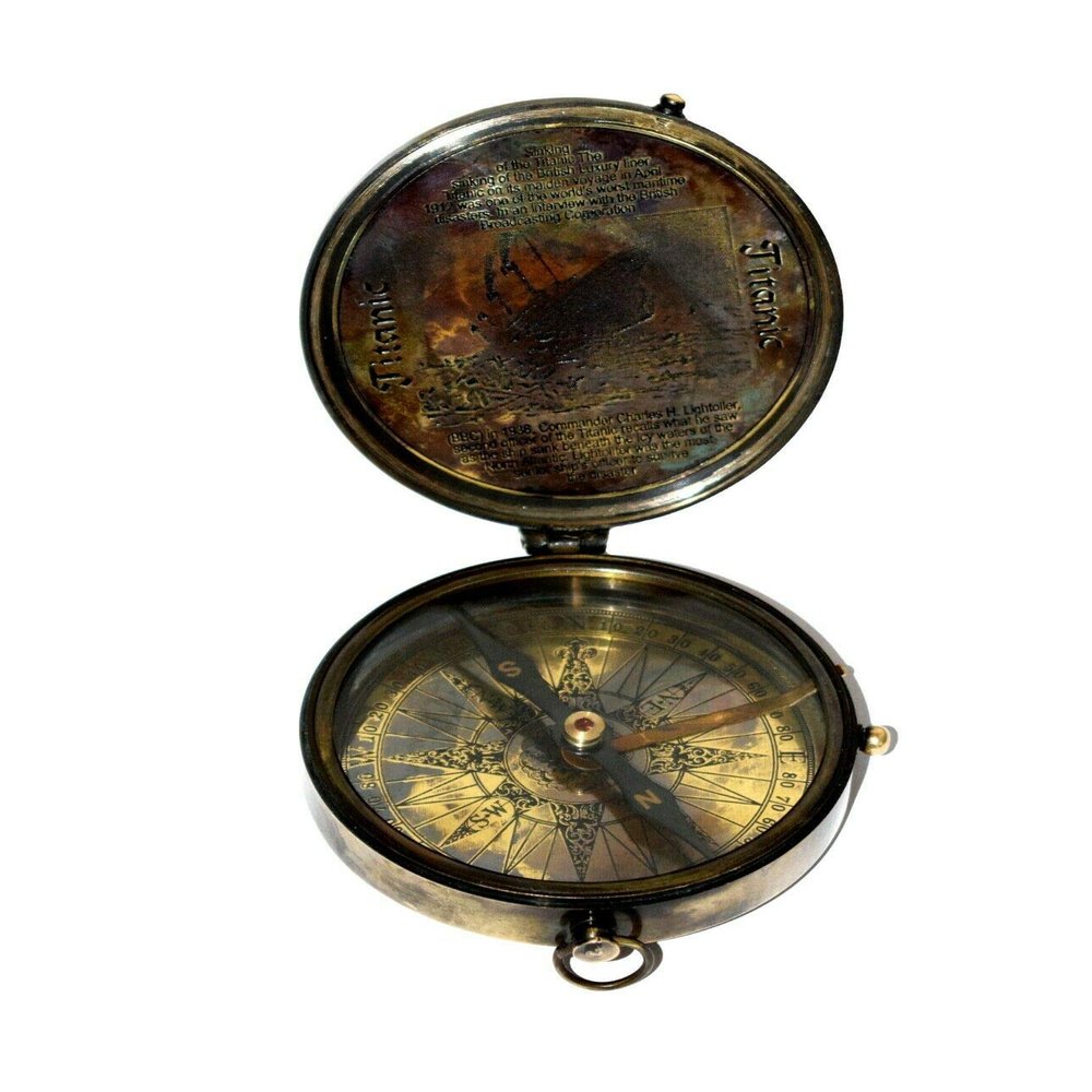 3" Vintage Titanic Compass Brass Antique Maritime Pocket Beautiful gift