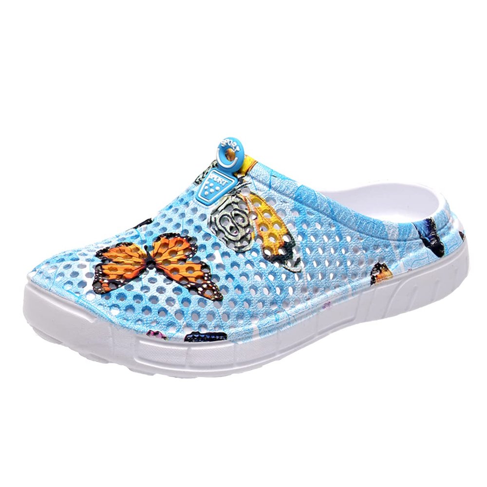 ILINXUAN Womens Gardening Clogs Non-Slip Hole Breathable Lightweight Slippers Summer Beach Bathroom Sandals Indoor Outdoor Shoes Slip On Blue 41