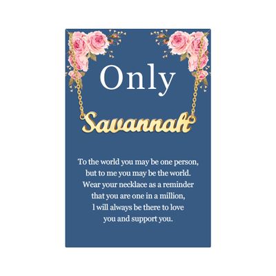 SANNYRA Savannah Name Necklace Personalized, 18K Gold Plated Customized Nameplate Necklace Jewelry Gifts for Women
