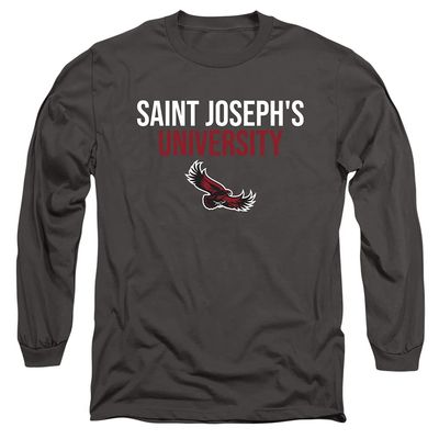 Saint Joseph's University Official Stacked Unisex Adult Long-Sleeve T Shirt,Charcoal, Large