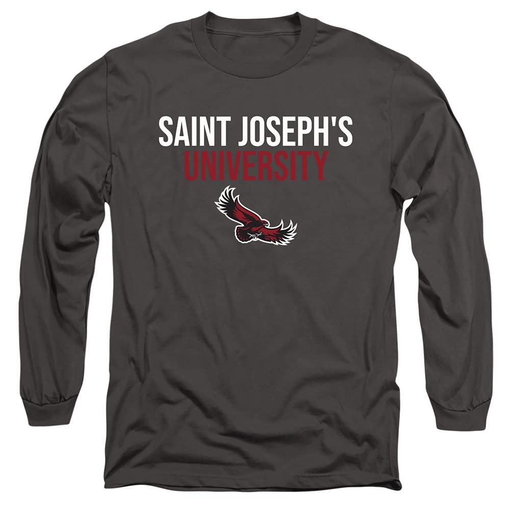 Saint Joseph's University Official Stacked Unisex Adult Long-Sleeve T Shirt,Charcoal, Large