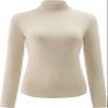 Kindcall Womens Slim Fitted Mock Turtleneck Tops Long Sleeve Lightweight Base Layer Shirts (Beige1, Large) view 1