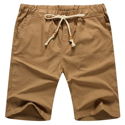 Sailwind Mens Linen Shorts Casual Drawstring Summer Beach Shorts US Medium Dark Khaki
