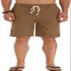 Sailwind Mens Linen Shorts Casual Drawstring Summer Beach Shorts US Medium Dark Khaki view 2