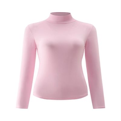 Kindcall Womens Slim Fitted Mock Turtleneck Tops Long Sleeve Lightweight Base Layer Shirts (Pink1, Mdium)