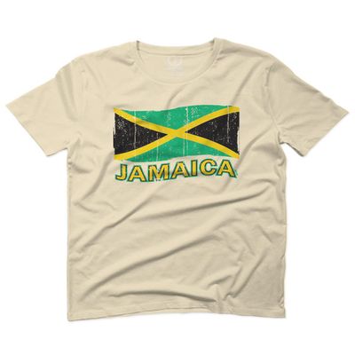 0052. Carribean Outfit Jamaica Jamaican National Country Flag for Men T Shirt (Beige 2X-Large)