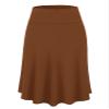 Lock and Love LL WB1105 Womens Lightweight Fold Over Flared Midi Skirt L Rust view 1