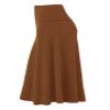 Lock and Love LL WB1105 Womens Lightweight Fold Over Flared Midi Skirt L Rust view 3