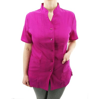 CHARLENE Anna Jacket, High Fashion Hair Stylist Nylon Uniform (L, Magenta)