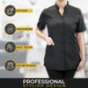 CHARLENE Anna Jacket, High Fashion Hair Stylist Nylon Uniform (S, Magenta) view 4