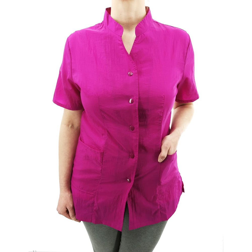 CHARLENE Anna Jacket, High Fashion Hair Stylist Nylon Uniform (4XL, Magenta)