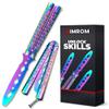 Rainbow 8.2" Practice Butterfly Knife Trainer with Safe Blade - Metal Training Butterfly Knife Practice With Strong & Comfortable Handles - Well-Balanced Gradient Balisong Trainer for Smooth Flipping view 1