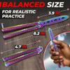 Rainbow 8.2" Practice Butterfly Knife Trainer with Safe Blade - Metal Training Butterfly Knife Practice With Strong & Comfortable Handles - Well-Balanced Gradient Balisong Trainer for Smooth Flipping view 2