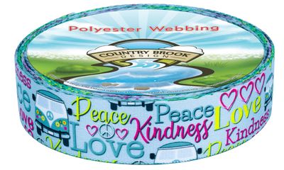 Country Brook Design - Love and Peace Polyester Webbing (1 1/2 Inch, 10 Yards)