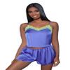 Be Wicked Callie Neon Satin Short Set Purple/Neon Yellow Small view 1