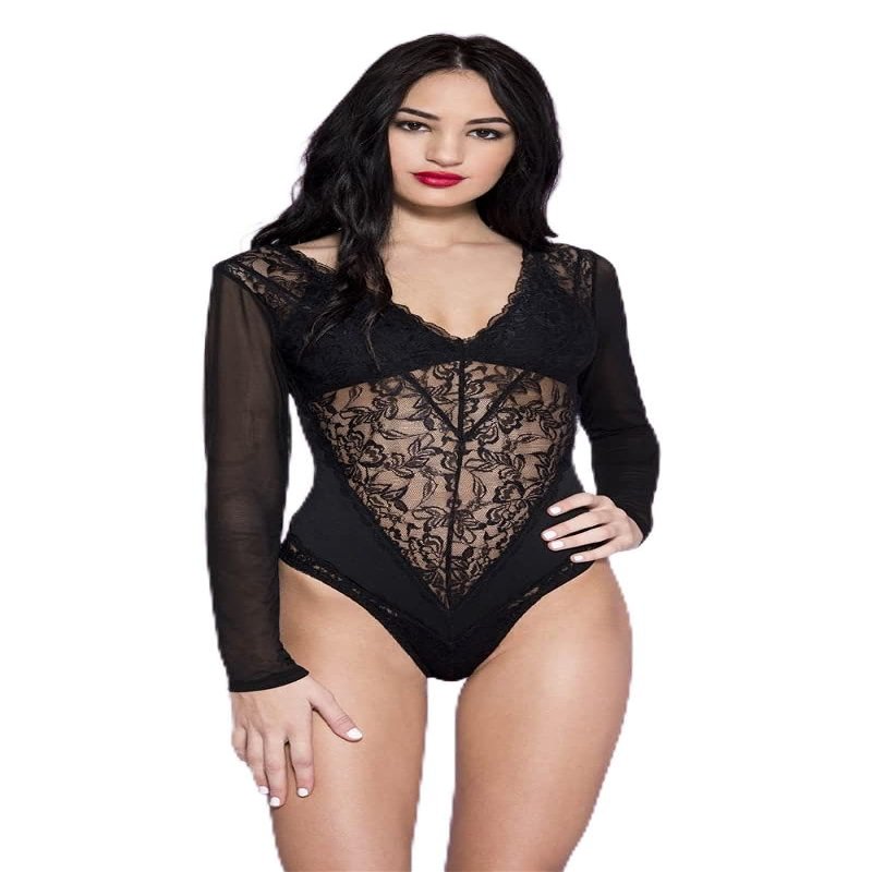 One for You Lace Teddy Black One Size Fits Most