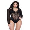 One for You Lace Teddy Black One Size Fits Most view 1