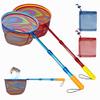 DaddyGoFish Kids Fishing Net - Extendable Telescopic Landing Net for Boy Girl Children Catching Small Fish Crab Shrimp Minnow Dragonfly Beach Pier Lake River Ocean (Style 1 (2 Pack, Blue + Red)) view 1