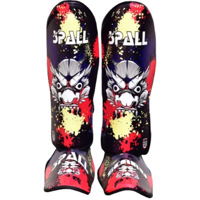 Spall Pro US Muay Thai Guards Shin Guards for Kickboxing Martial Arts BJJ Boxing Sparring with MMA Foot Protector Scary Blue