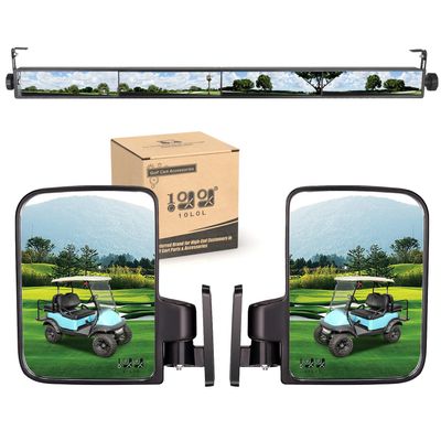 10L0L Golf Cart Folding Side Mirror and 4 Panel Rear View Mirror, Universal fit EZGO Club Car Yamaha, Adjustable Wide Panoramic Golf Cart Mirrors Combo