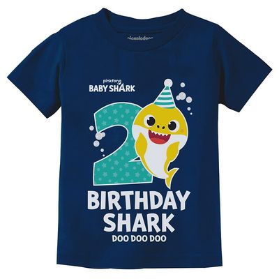 Baby Shark 2nd Birthday Shirt - Toddler Outfit for 2 Year Old Boy or Girl - Cute Kids Party Tee 4T Navy