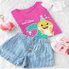 Baby Shark 2nd Birthday Shirt - Toddler Outfit for 2 Year Old Boy or Girl - Cute Kids Party Tee 3T Pink view 4