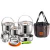 CAMPINGMOON 16PCS Camping Cookware Set Stainless Steel Outdoor Nesting Cooking Mess Kit Pots Pans Bowls with Storage Carrying Tote Bag MC240 view 1