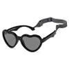 Hycredi Baby Heart Shaped Sunglasses - with Strap Adjustable Polarized Shades for Newborn Infant Age 0-24 Months - (Black/Gray) view 1