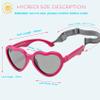 Hycredi Baby Heart Shaped Sunglasses - with Strap Adjustable Polarized Shades for Newborn Infant Age 0-24 Months - (Wine Red/Gray) view 3