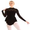 Hansber Women's Floral Lace Long Sleeve Figure Ice Skating Dress Ballet Dance Leotard Dresses Lyrical Dance Costume Black X-Large view 2