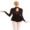 Hansber Women's Floral Lace Long Sleeve Figure Ice Skating Dress Ballet Dance Leotard Dresses Lyrical Dance Costume Black X-Large view 3