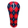 Women's Blue & Red Argyle Driver 460cc Club Headcover Handmade by BeeJos view 1