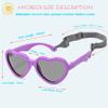Hycredi Baby Heart Shaped Sunglasses - with Strap Adjustable Polarized Shades for Newborn Infant Age 0-24 Months - (Purple/Gray) view 3