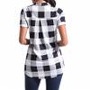 Andongnywell Womens Short Sleeve Shirt Plaid V Neck Loose Tunic Casual Tee Plaid Printed Blouses Tops (White,4X-Large,) view 2