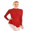 Hansber Women's Floral Lace Long Sleeve Figure Ice Skating Dress Ballet Dance Leotard Dresses Lyrical Dance Costume Red X-Small view 1