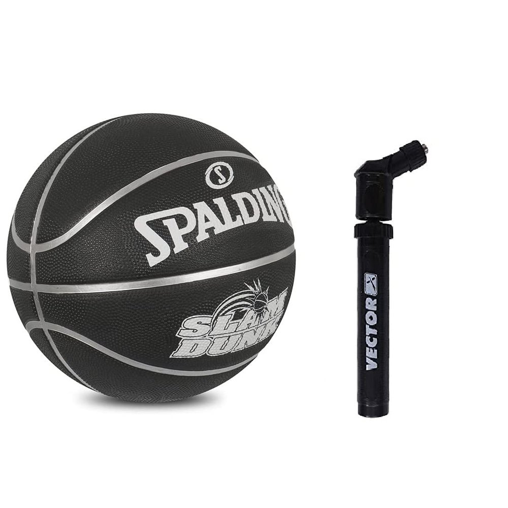 Spalding Dunk NBA Basketball Outdoor Ball Size 6 Inflating Dual Action Air Pump