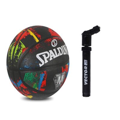 Spalding Marble Official Basketball Ball Size 7 for Women NBA Red Ball with Pump
