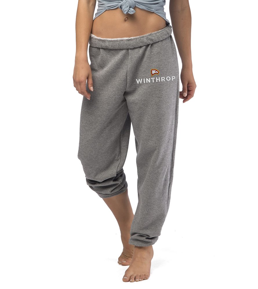 Winthrop Eagles Oversized Sweatpants - Winthrop University Embroidered Joggers (Unisex M) Grey