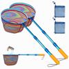 DaddyGoFish Kids Fishing Net - Extendable Telescopic Landing Net for Boy Girl Children Catching Small Fish Crab Shrimp Minnow Dragonfly Beach Pier Lake River Ocean (Style 1 (2 Pack, Blue + Blue)) view 1