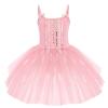 Toddler Kids Girls Sequins Camisole Ballet Dance Dress Glitter Feather Tutu Skirted Leotard Dress Shiny Princess Ballerina Dancewear Gymnastics Stage Performance Party Costume Pink 9-10 Years view 1