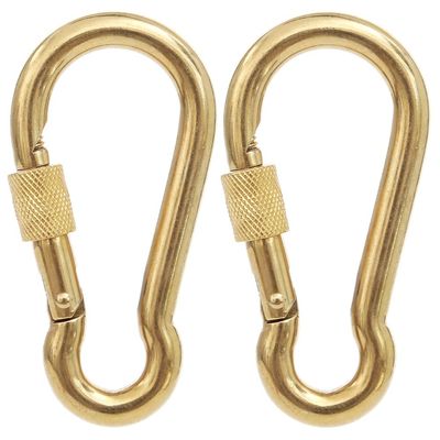 PROND Locking Carabiners, Heavy Duty Carabiner, 316 Stainless Steel Screw Lock Carabiner Hooks (Gold - 2PCS) (Gold - 2PCS)
