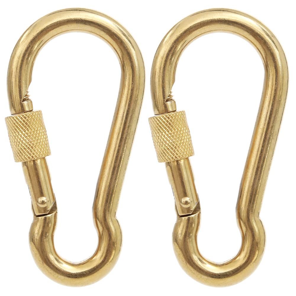 PROND Locking Carabiners, Heavy Duty Carabiner, 316 Stainless Steel Screw Lock Carabiner Hooks (Gold - 2PCS) (Gold - 2PCS)
